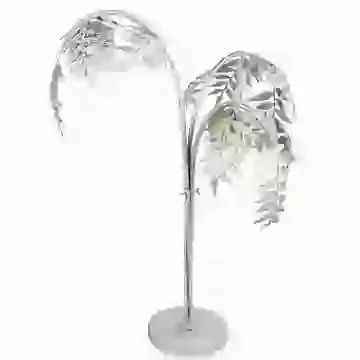 Retro Style Antique Silver Palm Leaf Table Lamp